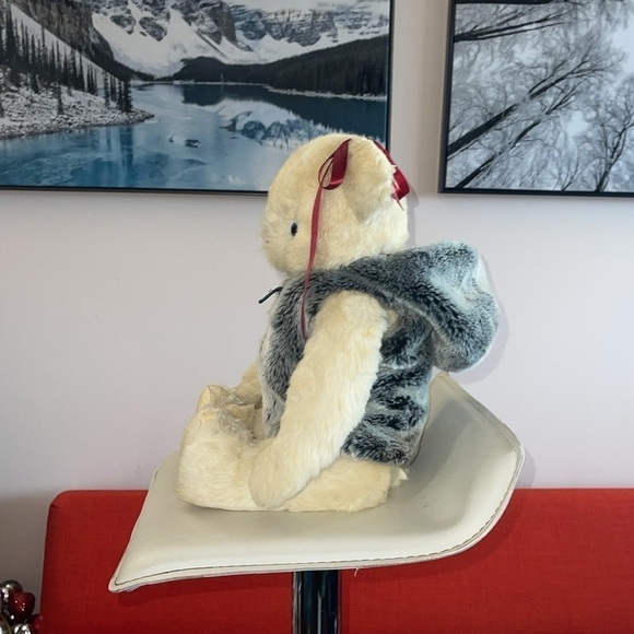 Vintage real fur rabbit fur teddy bear . Very hard to find in this size - Picture 3 of 12